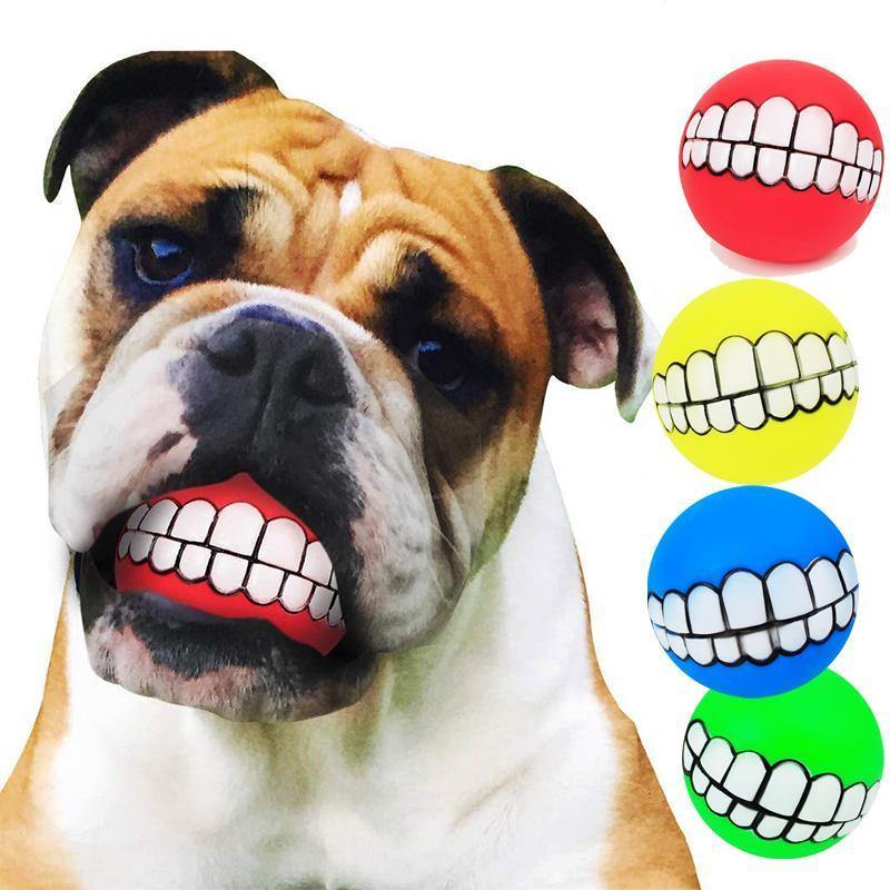 2 pcs Bola de Pet com Dentes Engraçados